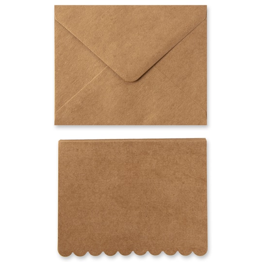 12 Packs: 10 ct. (120 total) 4.25" x 5.5" Kraft Scalloped Folded Cards & Envelopes by Recollections™